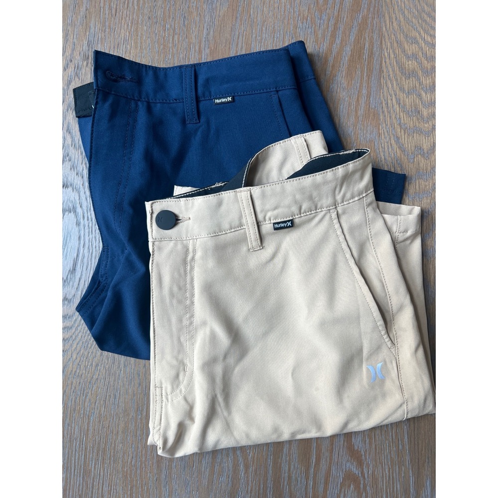 Hurley Mens Hybrid Walk Shorts Bundle Navy Blue Tan Khaki Size 33 Quick Dry 2PK